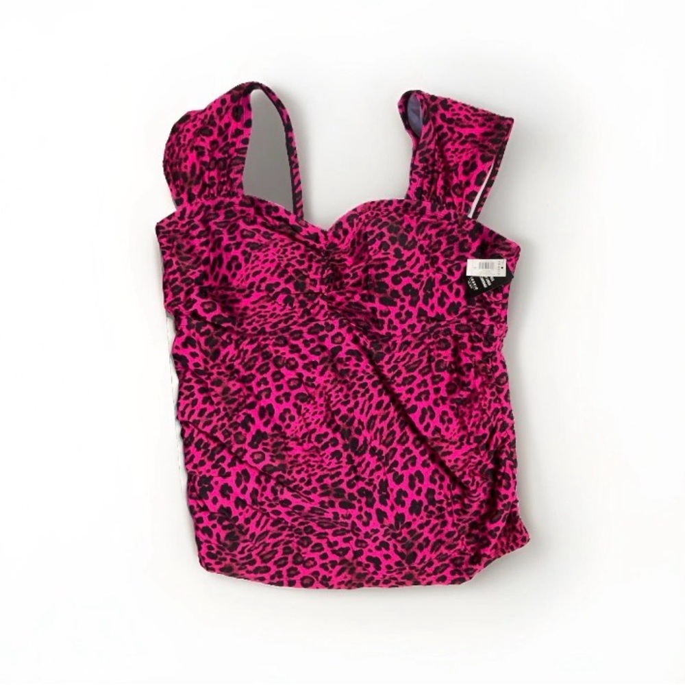 NEW Torrid Size 3 Swim Tankini Top Full Coverage Pink Animal Print Plus Swimwear